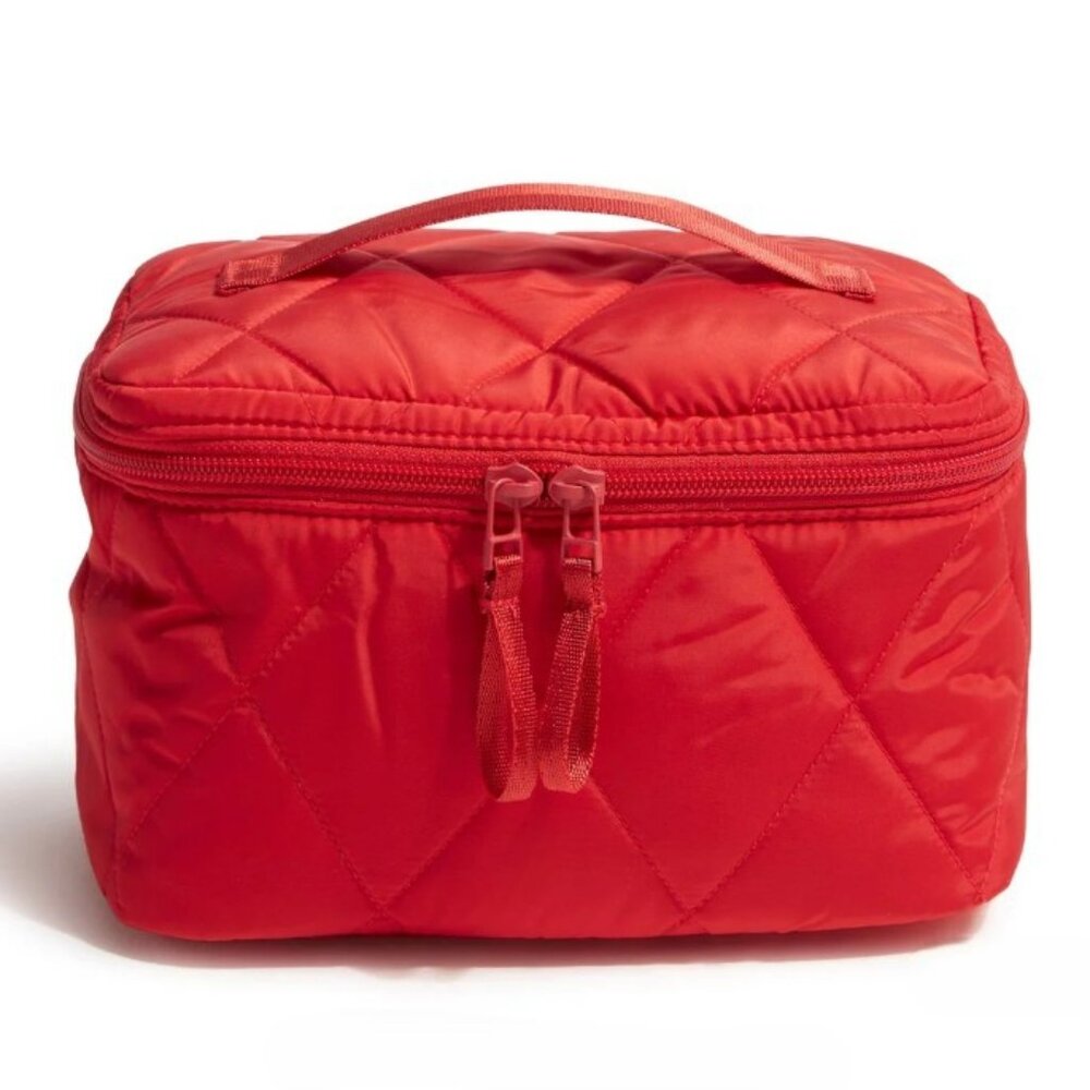 Vera Bradley Large Brush Up Cosmetic Bag Ultralight Goji Berry Red